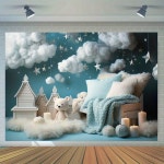 용 백운 블루 사진 배경과 함께 한 장의 사진, 가정용... 장식, 휴일 장식 용품 Một bức ảnh, với phông nền chụp ảnh... 