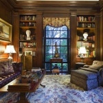 ai gerado a elegante casa biblioteca, caracterizado de rico madeira painéis Pin auf 로비인테리어