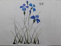 천에 그린 야생화3[천아트 남천 홍매화 붓꽃]