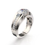 Decorum 14K White Gold 2.0 Ct White Sapphire Diamond Modern Mens Ring G1078-14KWGDWS | 쥬얼리