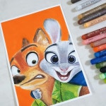 주디_zootopia nick and judy 주토피아 닉과 주디_zootopia nick and judy - 2024 | 오일 파스텔 드로잉, 유성 파스텔, 오일 파스텔 아트