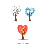 사계절 나무 일러스트, 사계절, 나무, 색깔 PNG 일러스트 및 PSD 이미지 무료 다운로드 - Pngtree
