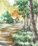 Road (color mixing process) NAMIL ART 스케치 없이 풍경 수채화 그리기 - 마을 길 (칼라 혼합 과정, 아르쉬 황목)남일수채화