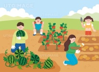 유토이미지 | 주말농장_가족농장 벡터 일러스트