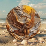 포함, 방, 정원 및 휴일 장식 CT02434 Temu｜1pc 방수 라운드 알루미늄 벽 장식 - 장엄한 새 비행 테마 - 8인치 직경, HD 인쇄, 사전 드릴... 