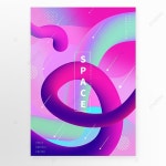 자주색 기하학적 인 라인 공간 커버 포스터 우주 일러스트 템플릿 PSD 다운로드, 디자인 자료 다운로드