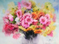 [NAMIL watercolor] chorus 45X60cm flower watercolor on paper. 합창. 종이 위에 수채화 (남일 꽃 수채화. NAMIL ART)