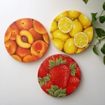 Fruit Art, Peaches, Lemons and Strawberry Paintings on Round Canvas, Original Oil Painting | Original oil painting, Round canvas... 