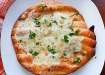 NINJA FOODI AIR FRIED CHEESY FLATBREAD | The Salty Pot | | Deep dish pizza recipe, Fry bread, Flatbread recipes