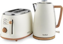 VonShef Kettle and Toaster Set – Scandi 1.7L Rapid Boil Kettle 3000W & 2 Slice Wide Slot Toaster 850W with 6 Browning Controls... 