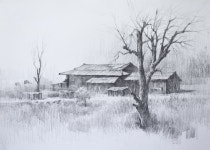 나무가 있는 풍경 그리기 / landscape pencil drawing
