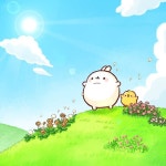 상쾌한 공기를 잔뜩 마시는 #몰랑이 와 #피우피우 의 언덕 산책♡ [나비랑 그림] #몰랑 #몰랑이 #미세먼지”