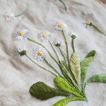 야생화 데이지 #야생화자수 #embroidery #프랑스자수 #아오키카즈코 #handmade #needlework #린넨커튼