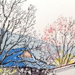 어반스케치 작가 윤코❤ urbansketchers on Instagram: 산수유가 핀 마을 #urbansketchers #urbansketch #drawing #illustrations... 