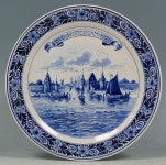 delft plate Rotterdam 1928 ~ITEM : handpainted blue and white Delft plate commemorative to Rotterdam 600 years (1328… | 델프트