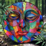 Temu｜1pc 8x8인치(20x20cm) 둥근 알루미늄 사인 금속 사인 금속 사인 다채로운 마스크 테마 홈 데코, 방 데코 1... 