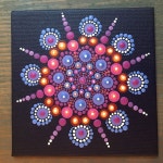 Mandala dot painting. Mini painting. Acrylic on canvas. Boho decor. | 패턴