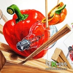 #피망 기초디자인, #기초디자인, #관훈K미술학원, #개체묘사 | 과일 그림, 그림, 미술 구도