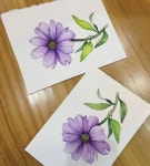 Pin page 수채화 수업: 보라색 꽃 일러스트레이션