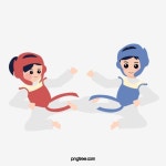 태권도 발로 그림을 그린 만화 일러스트 손, 어린이, 태권도, 운동 PNG 일러스트 및 PSD 이미지 무료 다운로드 - Pngtree