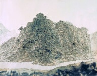 landscape.Chinese ink on Korea paper. 1998 | 풍경 그림, 그림, 한국화