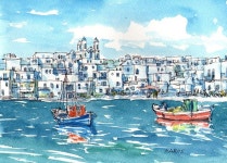 산토리노 풍경 여행 펜드로잉(어반스케치)