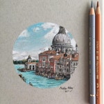 GIVEAWAY: Venice, Italy  For a chance to own this pen and coloured pencil illustration, simply leave a comment with your dream city... 