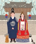 hanbok illustration #traditionalwedding #korean #traditional #wedding | 도서관 포스터, 일러스트레이션, 한국화