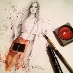 Midnight sketch Inspired by #chiaraferragni look, #red #fashion #art #ink #ootd #sketch #illustration #ysl #drawing #model #bag | 개