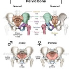 앞쪽(Anterior)에서는 천골(sacrum), 장골(ilium), 치골(pubis), 좌골(ischium)... #골반뼈 #pelvicbone #해부학 #의학일러스트 #해부학그림 #천골 #장골... 