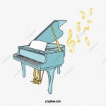 파란색 피아노와 노란 음표 일러스트, 악기, 손으로 그린, 단순한 PNG 일러스트 및 PSD 이미지 무료 다운로드 - Pngtree