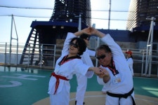 Jeunesse Mediterranean Cruise 주네스 지중해크루즈 선상 태권도시범단 서포트그룹 다이아몬드코칭팀과 몸풀기