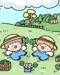 🍀클로버 농장 수확중입니당 ☘️ . . . . . . . #클로버 #lucky #cute #cuteanimals #couple... 2025 | 일러스트레이터, 드로잉, 농장
