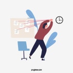 만화 손으로 그린 작업 성능 그림 일러스트 시계, 만화, 손으로 그린, 업무 PNG 일러스트 및 PSD 이미지 무료 다운로드 - Pngtree