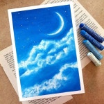 푸른 밤 하늘🌟🌙💙 #오일파스텔 #오일파스텔드로잉 #손그림 #풍경그림 #풍경화 #밤하늘 #취미 #그림스타그램... 