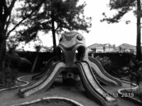 어릴때  자주  갔던  오징어  미끄럼틀  몇년전  놀이터  놀이동산  블랙앤화이트  사진  octopus  slide  playground... 