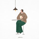 커피 일러스트 귀여운 그림 커피마시는 사람 휴식하는 사람