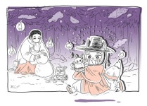 「눈이 쌓여 걷기 힘들테니 제 손을 잡으세요. 」파다닭の漫画