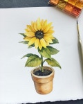 화요일 #수채화클래스 어릴적친구와 그림그리는 시간. .🌷... -  # | Sunflower art, Sunflower watercolor painting, Watercolor... 