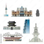 한국의 랜드마크 스톡 벡터 | Adobe Stock
