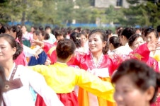 조선민주주의인민공화국창건 69돐경축 녀맹일군들과 녀맹원들의 무도회 진행