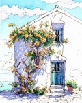 Ink pen drawings with watercolor에 있는 Csilla Temesi님의 핀 - 2025 | 수채화 영감, 수채화 아이디어, 쉬운 풍경 그림