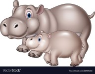 Cartoon mother and baby hippo vector image on VectorStock | Baby hippo, Mother and baby, African animals