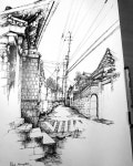 스케치,Mental Sketch>> 북촌 시리즈-4 ㆍ 용지:로얄보드 THK.2mm 펜:Pigment liner 0.05+0.1mm ㆍ 북촌로 7길에서 백인제…”