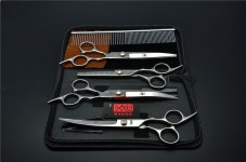 5 개 정장 7 19.5 센치메터 가쇼 전문 헤어 미용 가위 빗 + 절단 + 숱이 + & 다운 곡선 가위 H3001 | Hair scissors... 
