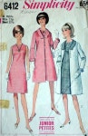 Junior Petites Dress and Coat, Simplicity 6412 Vintage 60s Sewing Pattern, Size 13 JP, 33.5 Bust, Retro/Mod | 패션, 옷, 패션... 