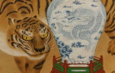 창작민화 용호모란도 호랑이 채색과정