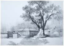 나무 풍경 연필소묘[Landscapes in Korea pencil drawing] | 풍경화, 풍경 스케치, 드로잉