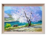 봄 풍경~ 육령리저수지 /2019 .Oil Painting #YouTube(신재흥) #갤러리 #풍경화 #유화 #담배건조장 #자작나무