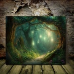 Temu｜마법의 숲 캔버스 아트 프린트 - 마법의 숲 빛 그림, 신화적인 벽 장식, 11.8x15.7 인치, 집 & 사무실에 완벽... 